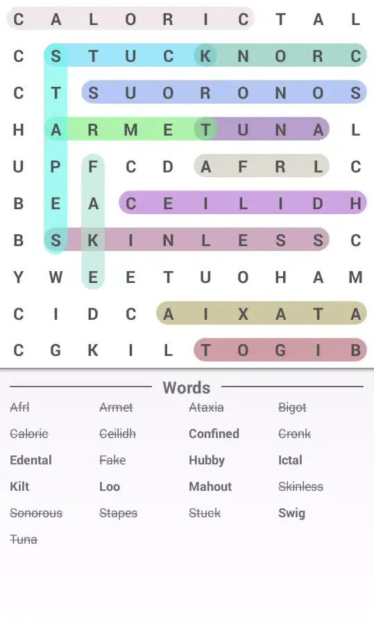 Capturas de tela do Word Search Puzzle
