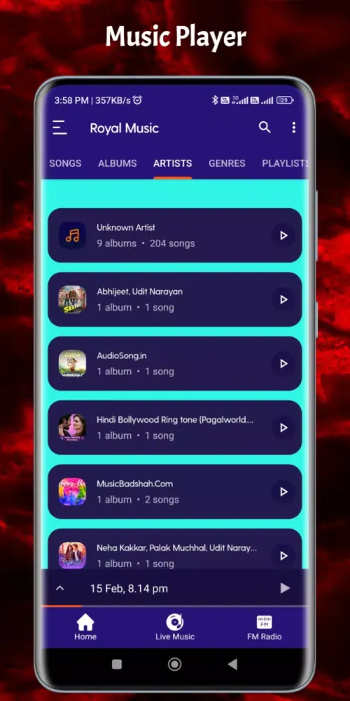 Capturas de tela do Royal Music Player