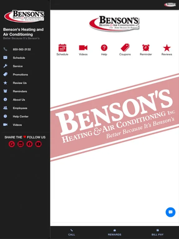 Capturas de tela do Benson's Heating and Air iPad 