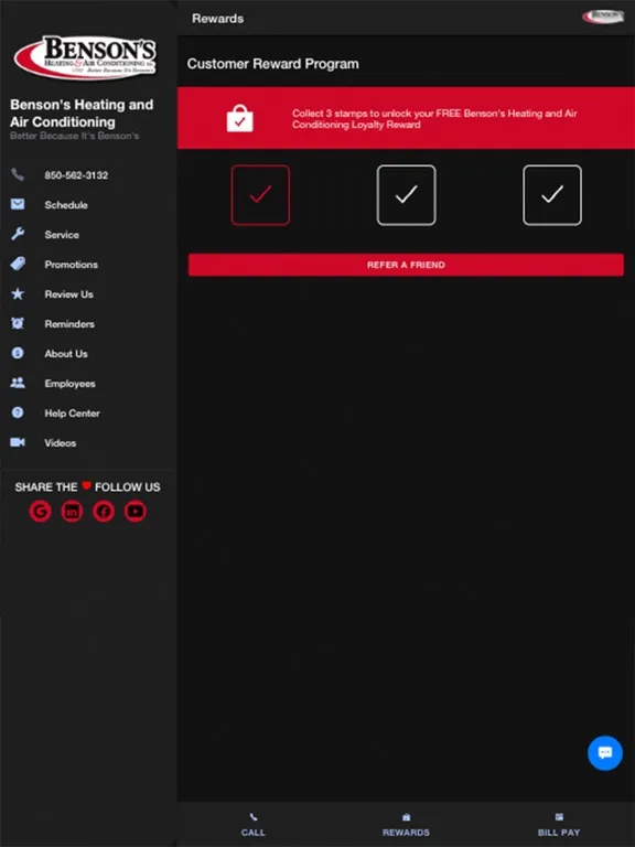 Capturas de tela do Benson's Heating and Air iPad 