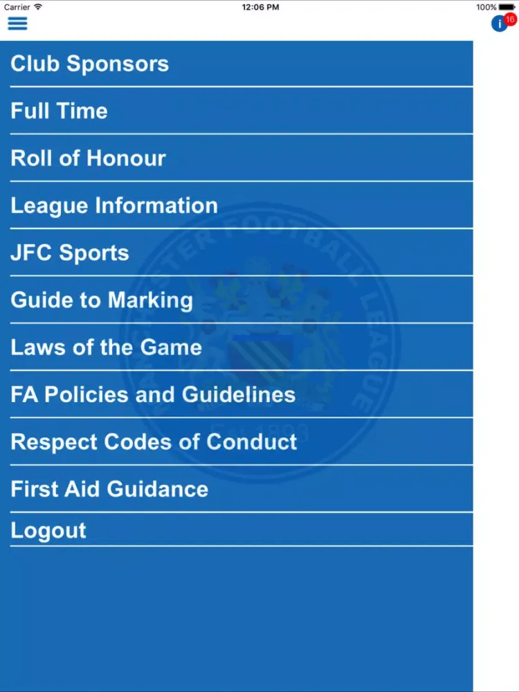 Capturas de tela do Manchester Football League iPad 