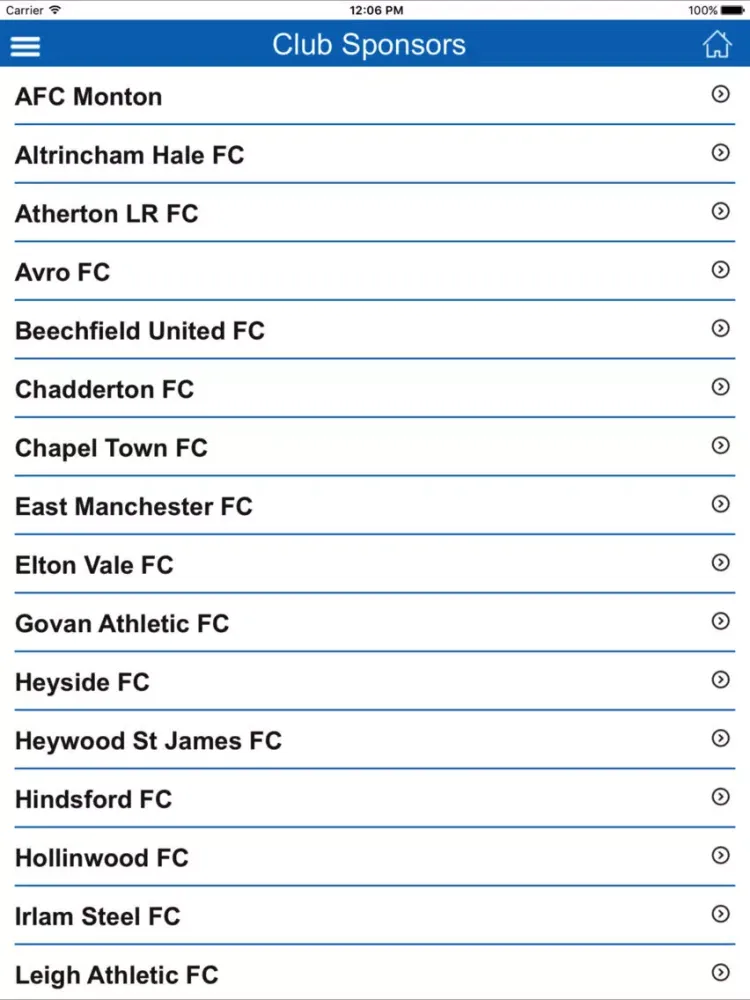 Capturas de tela do Manchester Football League iPad 