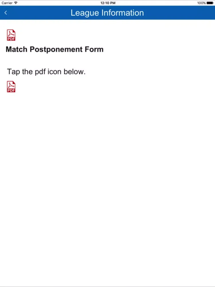 Capturas de tela do Manchester Football League iPad 