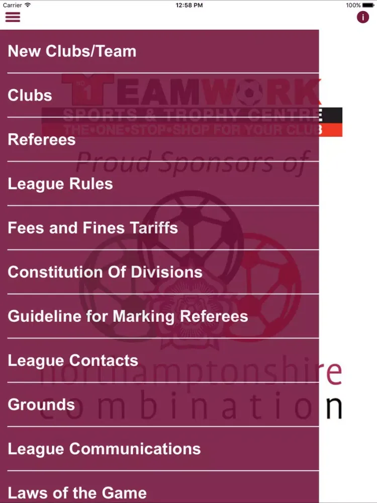 Northamptonshire Combination Football League iPad  سکرین شاٹس