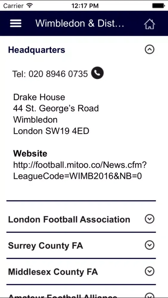 Wimbledon & District Football League 스크린샷