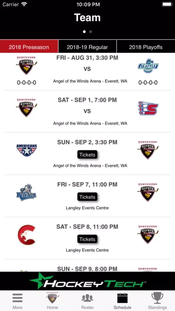 Captures d'écran de Vancouver Giants