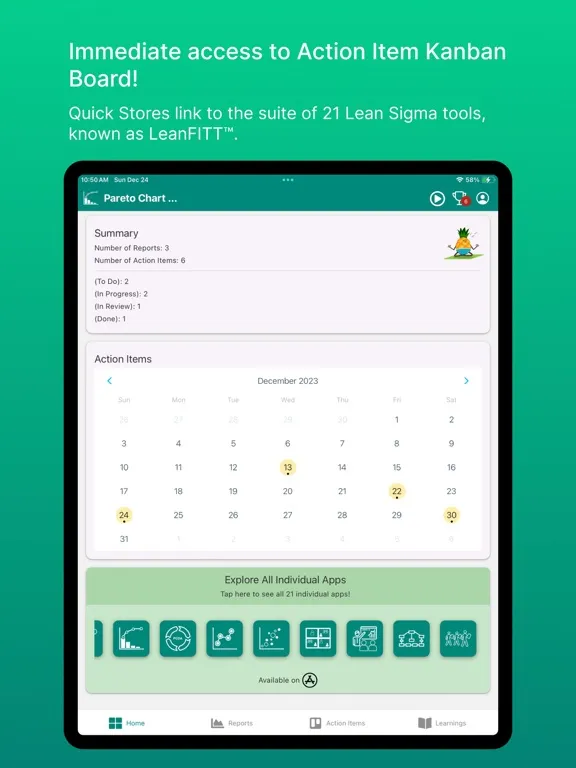 Tangkapan skrin Lean Pareto Chart Rpt iPad 