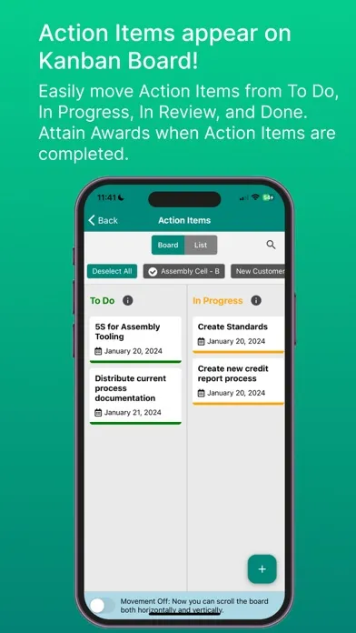 Capturas de tela do Lean Standard Work Rpt