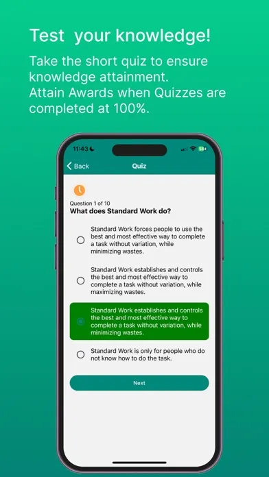 Capturas de tela do Lean Standard Work Rpt
