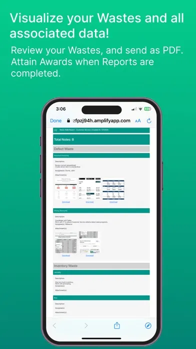 Lean Waste Walk Rpt Screenshots