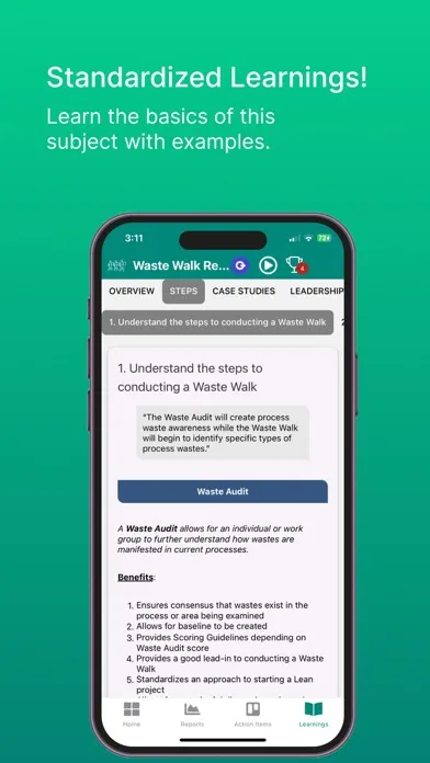 Lean Waste Walk Rpt Screenshots