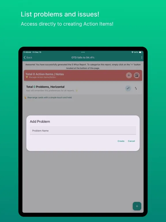 Lean 5 Whys Rpt iPad  Screenshots