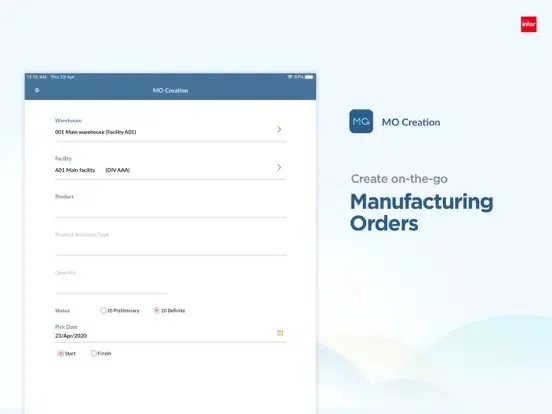 MobileFirst for Infor M3 Cloud iPad  Screenshots