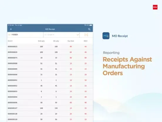 MobileFirst for Infor M3 Cloud iPad  Screenshots