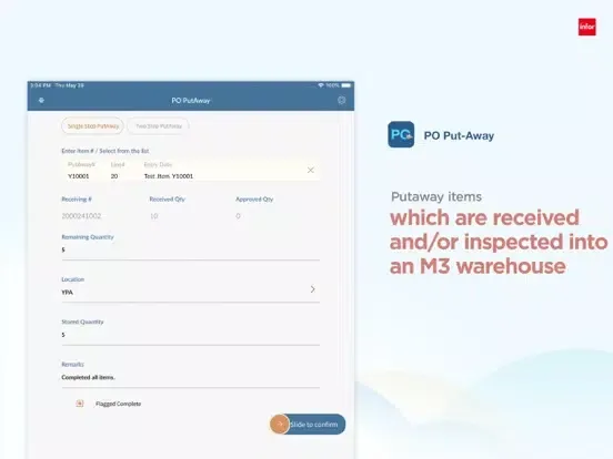MobileFirst for Infor M3 Cloud iPad  Screenshots
