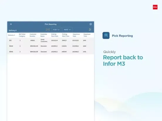 MobileFirst for Infor M3 Cloud iPad  Screenshots