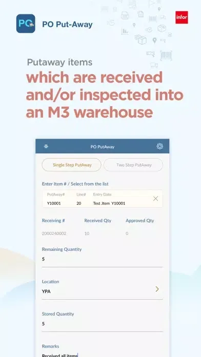 MobileFirst for Infor M3 Cloud Screenshots