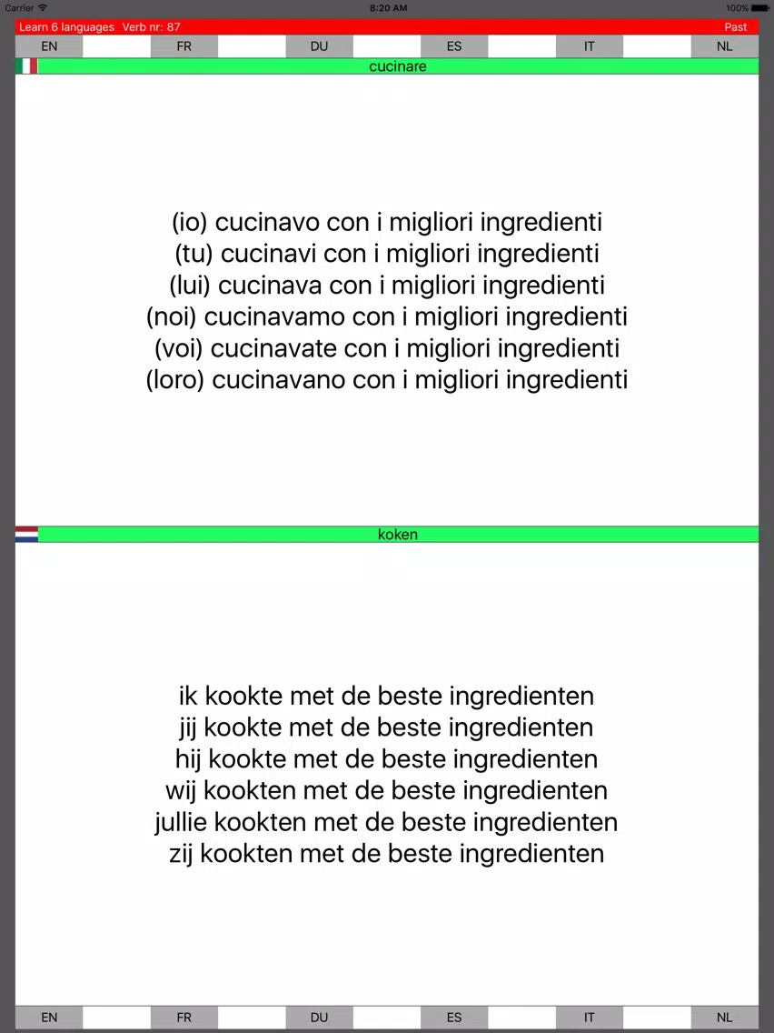 Learn 6 languages simultane using verbs PRO iPad 应用截图