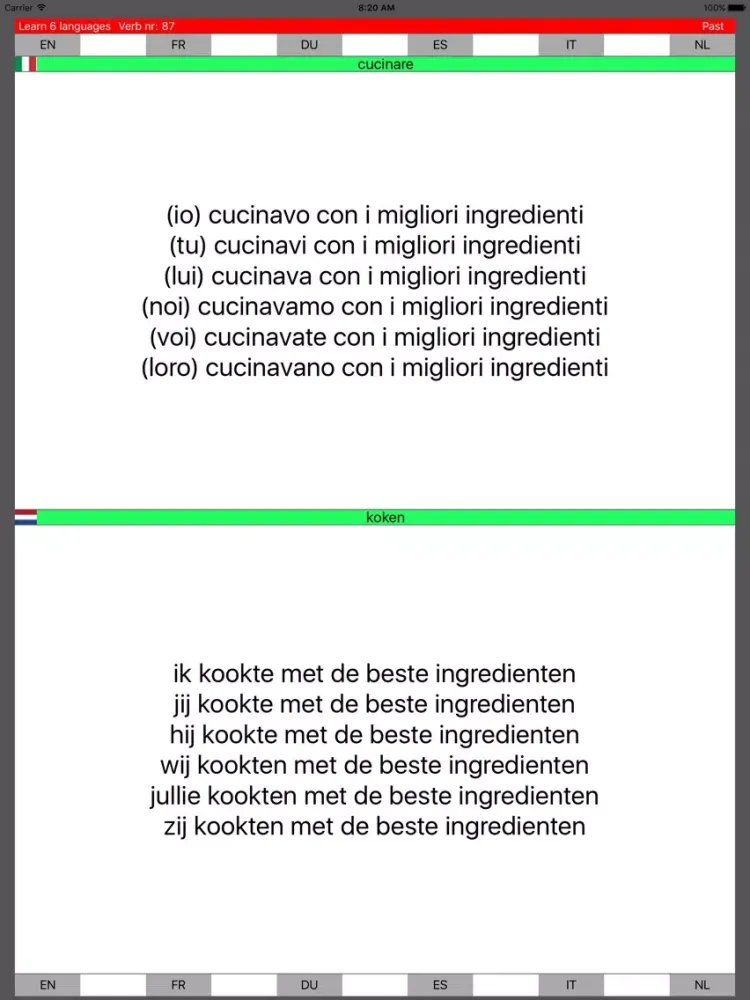 Learn 6 languages simultane using verbs PRO iPad 应用截图