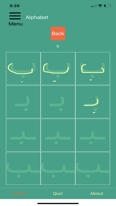 Tangkapan skrin Learn Arabic Script!