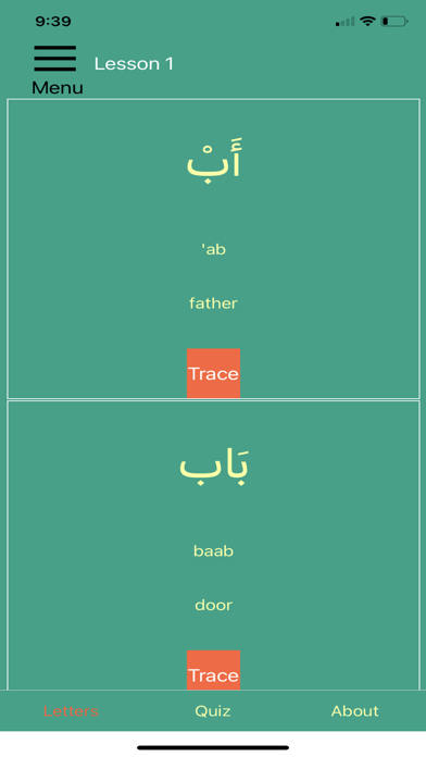 Tangkapan skrin Learn Arabic Script!