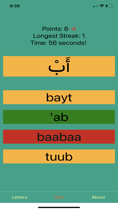 Tangkapan skrin Learn Arabic Script!