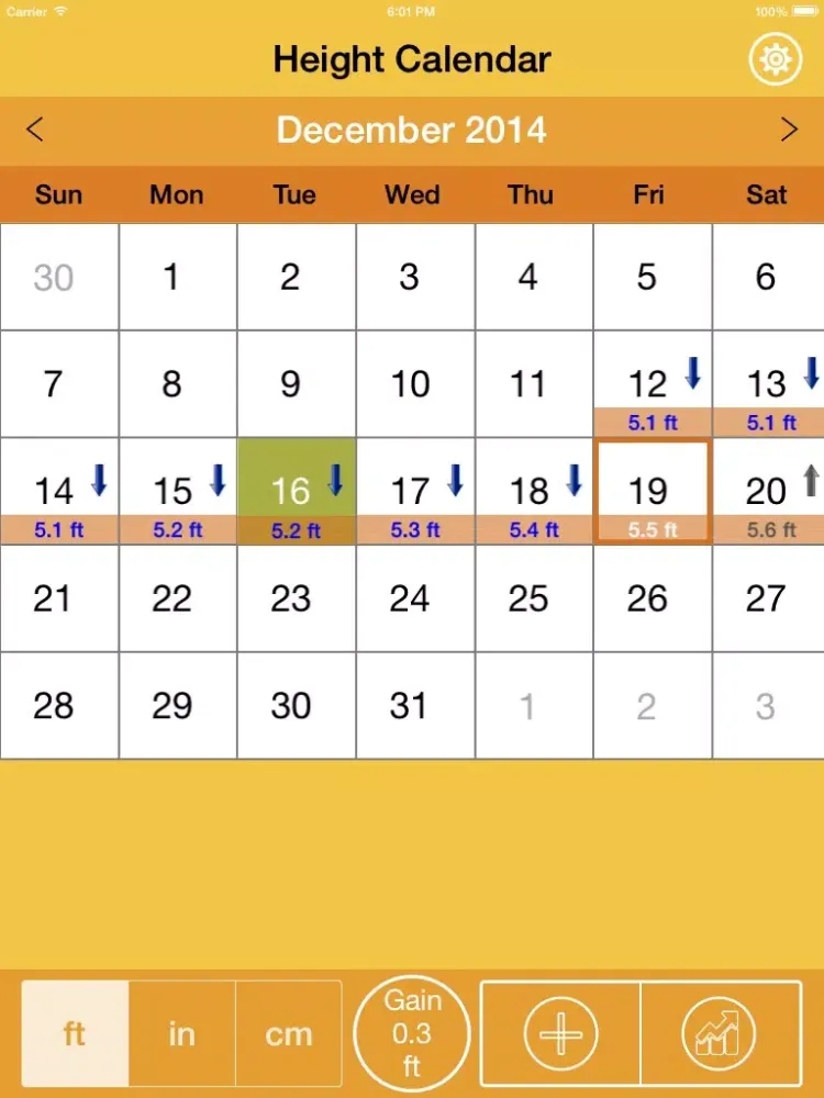 Zrzuty ekranu Height Tracking Calendar - Track your daily, weekly, monthly, yearly height and set personal goals iPad 