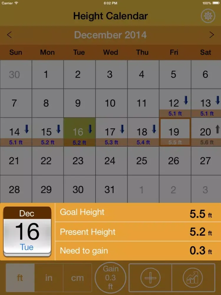 Zrzuty ekranu Height Tracking Calendar - Track your daily, weekly, monthly, yearly height and set personal goals iPad 