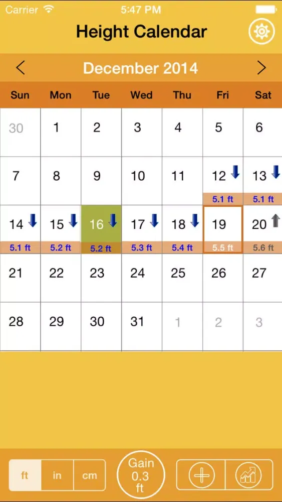 Zrzuty ekranu Height Tracking Calendar - Track your daily, weekly, monthly, yearly height and set personal goals