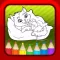 Cute Cat Kids Coloring Book Page - Learning Game for Toddlers