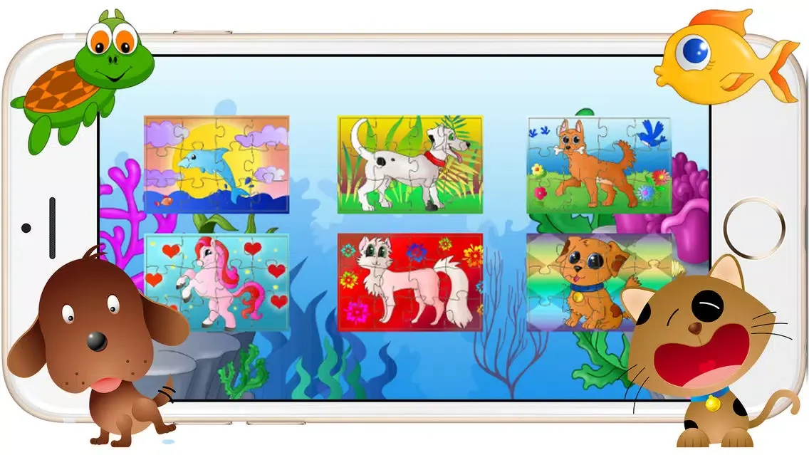 ภาพหน้าจอของ Dog Cat Pets Cartoon Jigsaw Puzzles Games for Kids