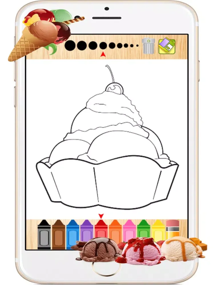Ice Cream Cartoon Kids Coloring Books for Toddlers iPad  스크린샷