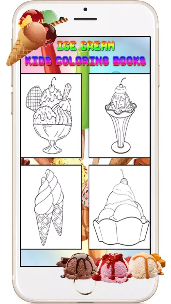 Ice Cream Cartoon Kids Coloring Books for Toddlers 스크린샷