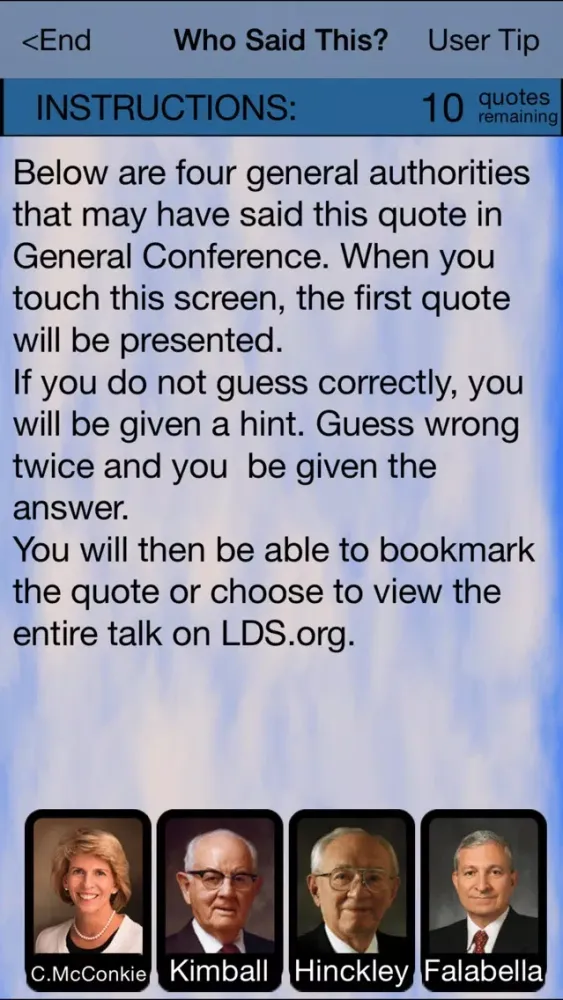 Ảnh chụp màn hình của Who Said This in Conference (LDS GEN CONF)