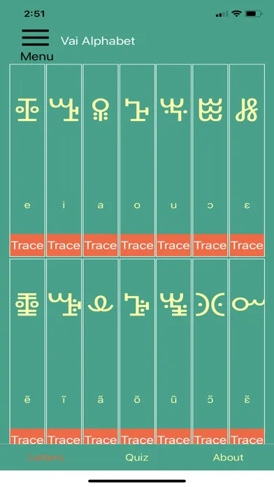 Tangkapan layar Learn Vai Alphabet