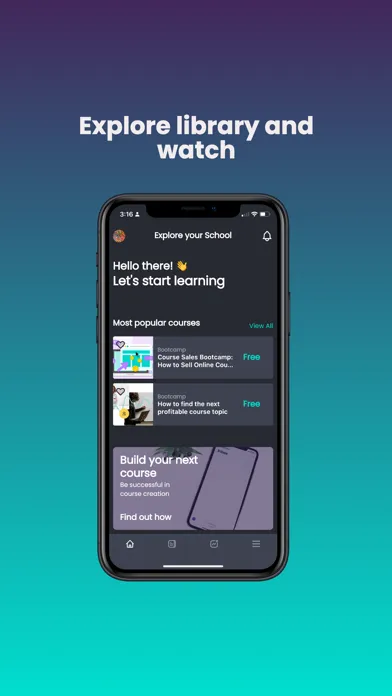 Screenshot di Learnworlds Mobile App Builder