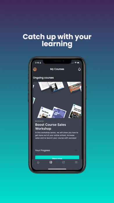 Screenshot di Learnworlds Mobile App Builder