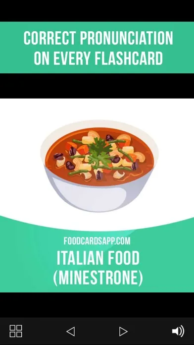 Screenshot di Food Cards in English