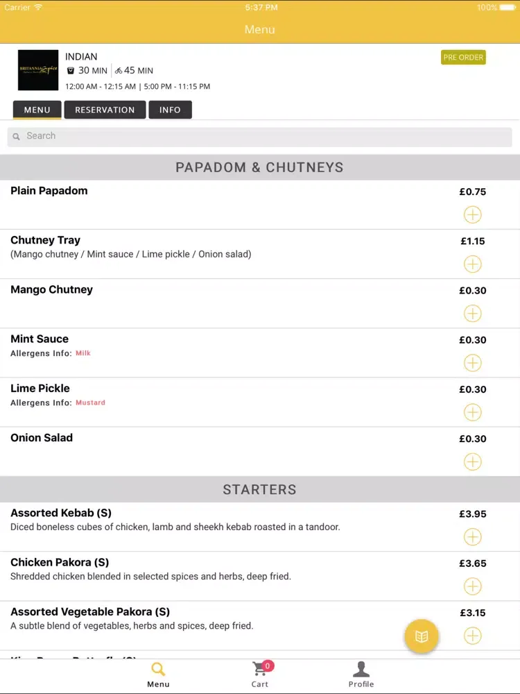 Britannia Spice Takeaway iPad  স্ক্রিনশট