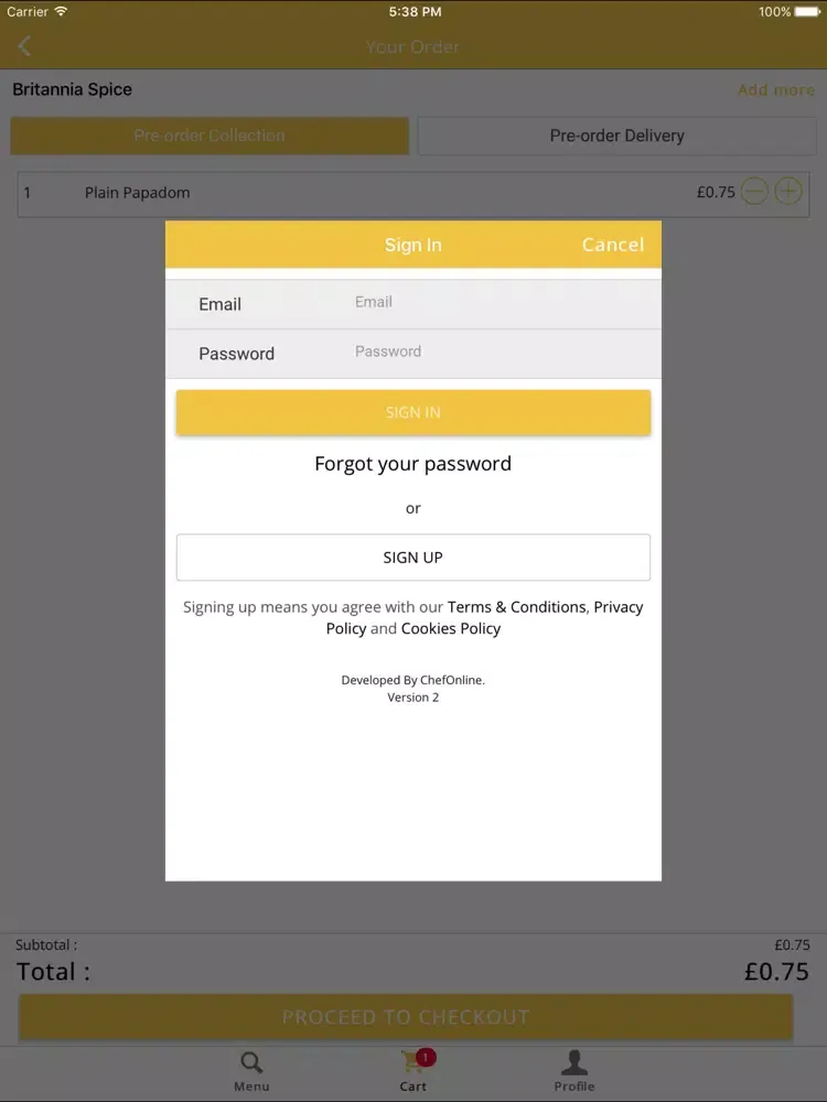 Britannia Spice Takeaway iPad  স্ক্রিনশট