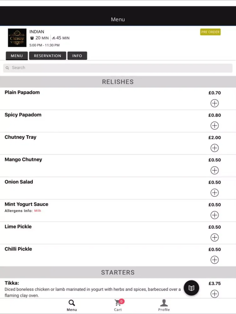 Chutneys Restaurant iPad 应用截图