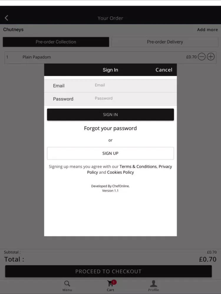 Chutneys Restaurant iPad 应用截图