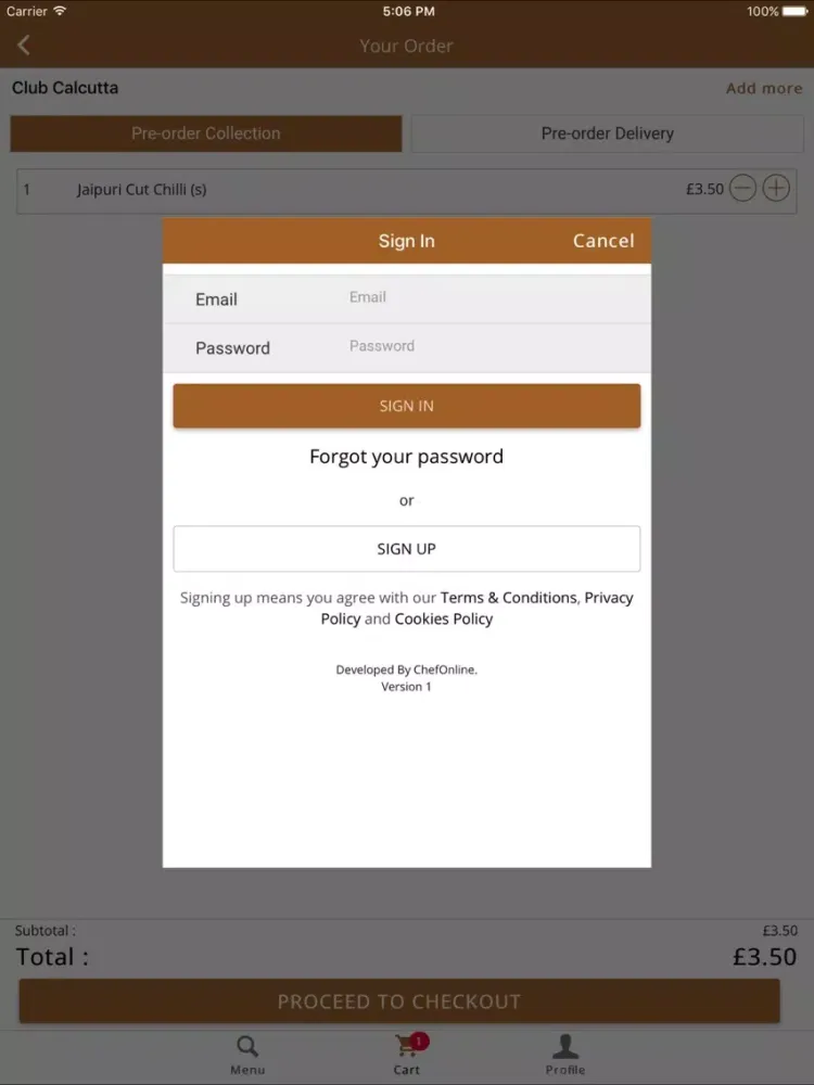 Club Calcutta Restaruant iPad  스크린샷