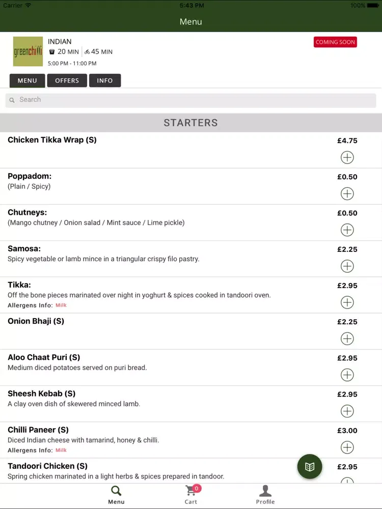 Green Chilli Takeaway iPad  Screenshots