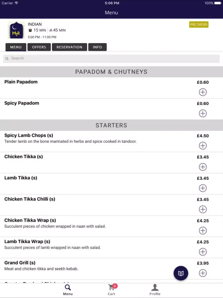 Capturas de pantalla de Moonlight Tandoori iPad 