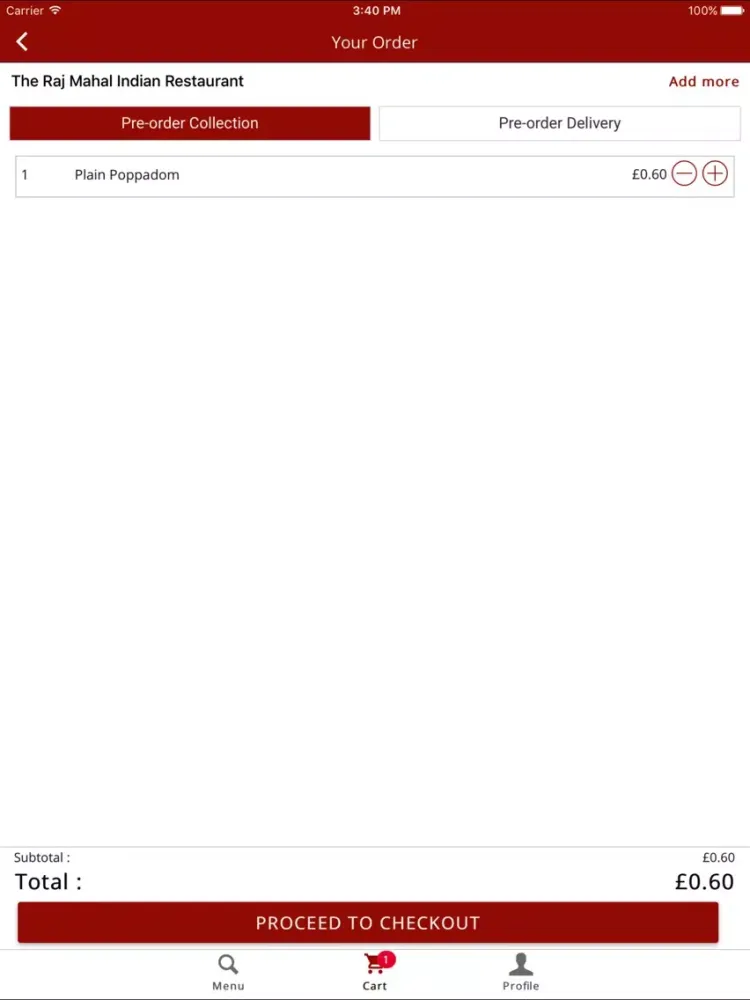 Raj Mahal Indian Restaurant iPad 應用截圖