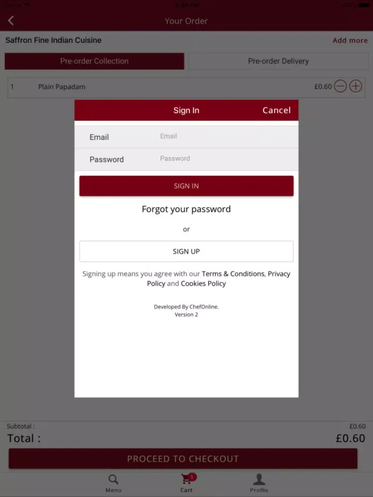 Saffron Takeaway iPad  Ekran Görüntüleri