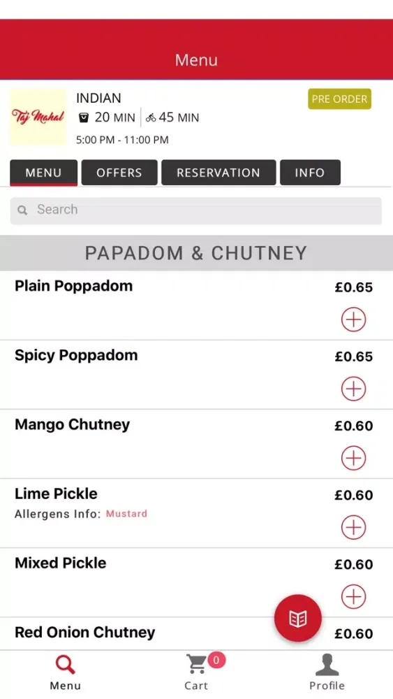 Taj Mahal Indian Restaurant應用截圖
