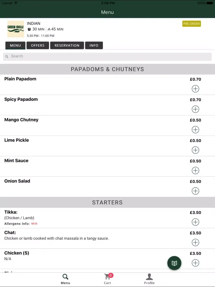 Green Chilli Restaurant iPad  স্ক্রিনশট