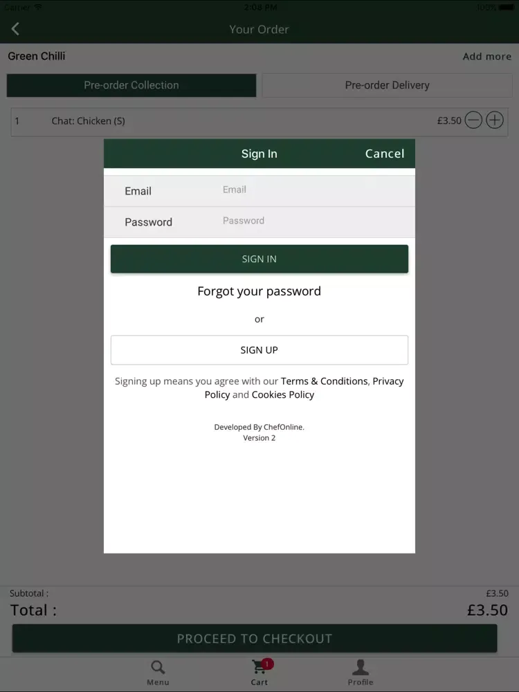 Green Chilli Restaurant iPad  স্ক্রিনশট